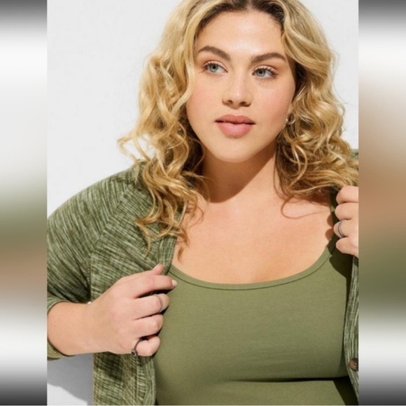 💚TORRID NWT Green Cardigan - Cropped 1X - Picture 7 of 10